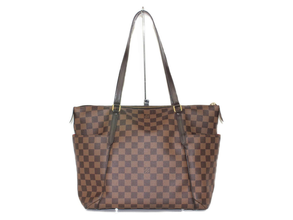 Louis Vuitton Ebene Handbag Brown Bag Red Tote Damier Totally Brown Red